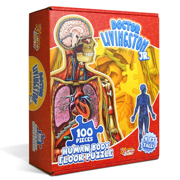 Human Anatomy Kids Floor Puzzle - Dr Livingston Jr'S 100-Piece Full Body Jigsaw Puzzle - 4 Ft Medically Accurate Floor Puzzles For Kids Ages 6-8, 4-8, 8-10 - Educational Toys For Children, Toddlers