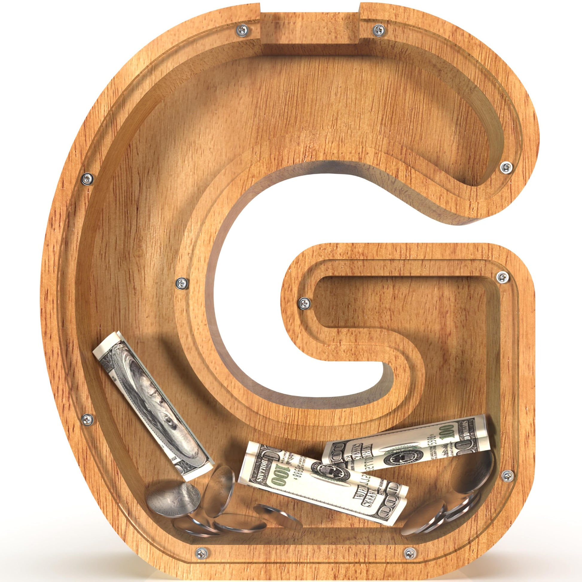 Sulevalt 12  Extra Large Wooden Letter Piggy Banks - Piggy Banks for Boys Girls Kids  Alphabet Money Banks with Initial G - Coin Banknote Bank Birthday/Christmas for Kids