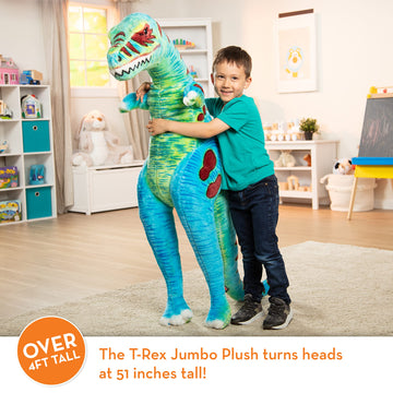 Melissa & Doug Jumbo T-Rex Dinosaur - Lifelike Stuffed Animal (Over 4 Feet Tall)