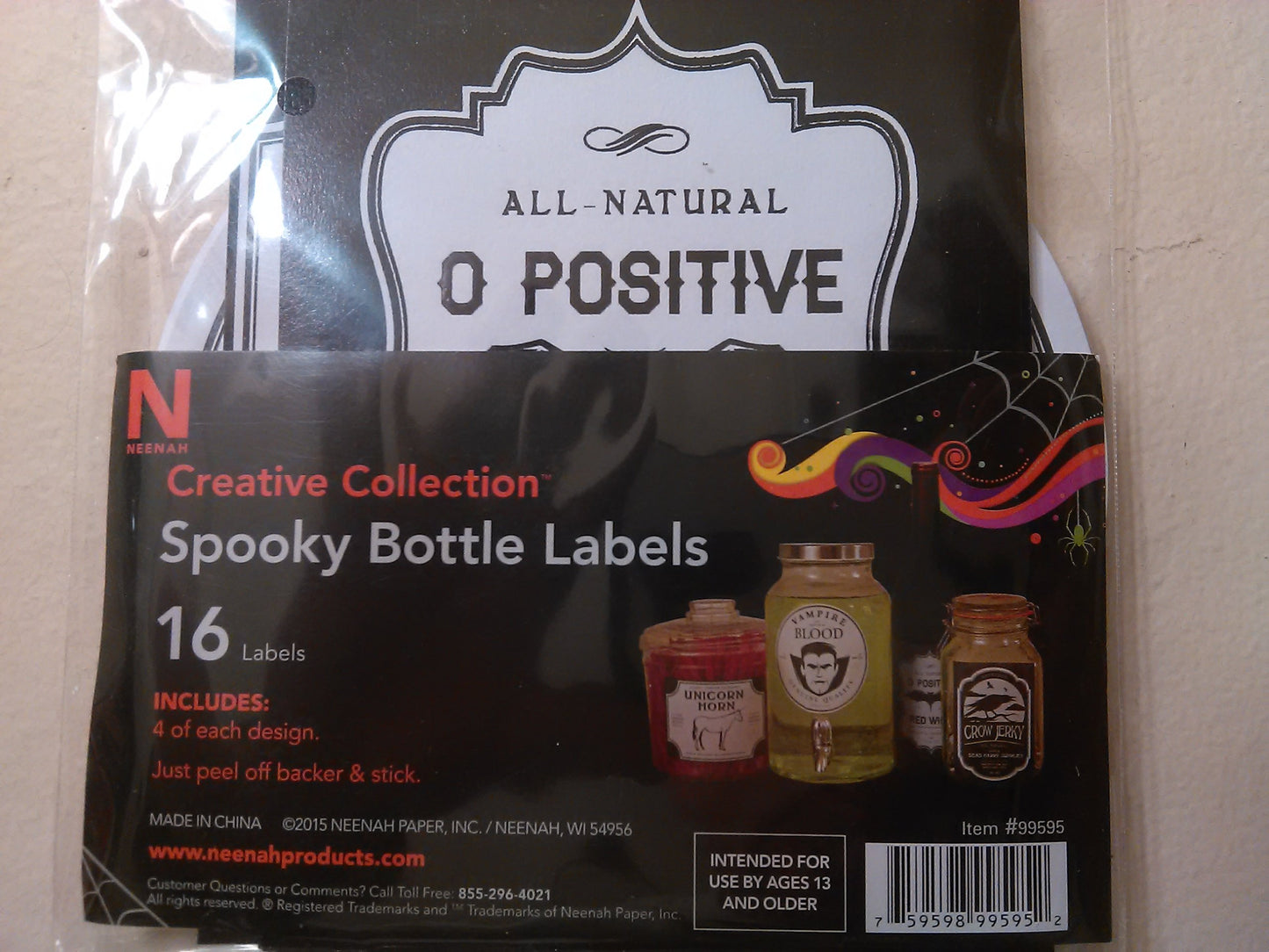 Creative Collections 16 Pack Spooky Bottle Labels, Halloween, Peel & Stick