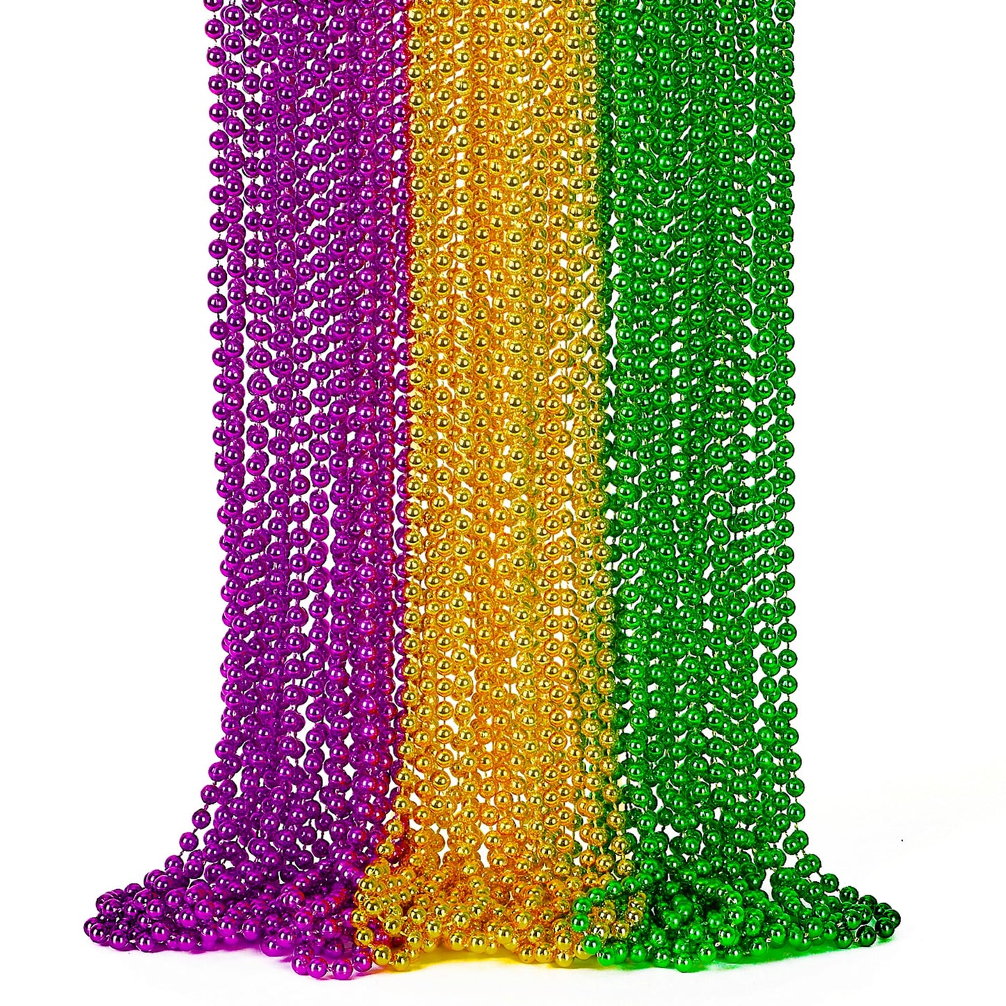 24PCS Mardi Gras Accessories, Mardi Gras Green Purple Gold Metallic Beads Necklaces Accessories Bulk, Mardi Gras Beads Necklace