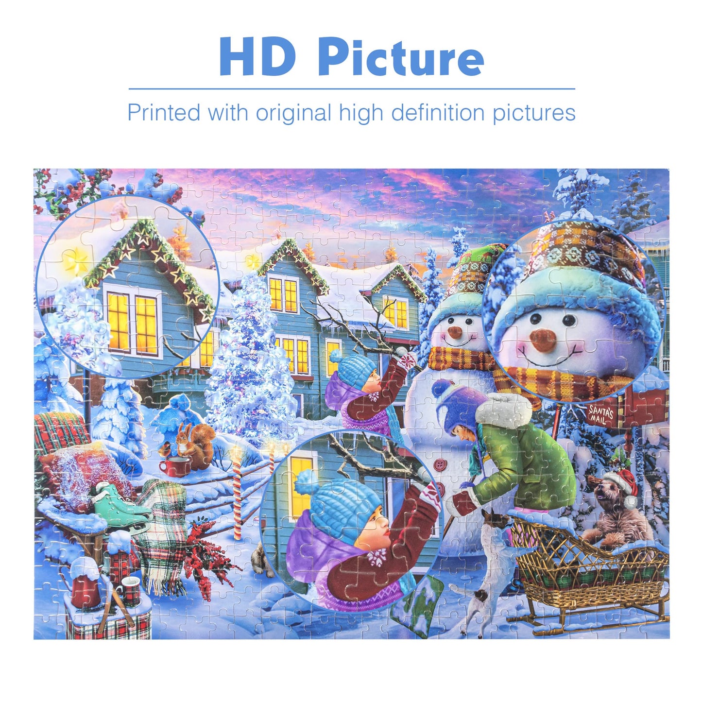 Tektalk Puzzles for Adults, 500 Piece Wooden Puzzle, Jigsaw Puzzles 500 Pieces for Teens & Adults - Snowman Stacking