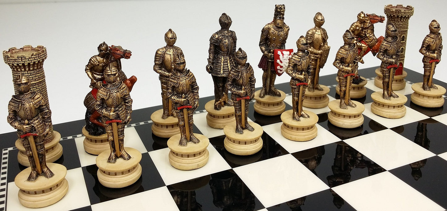 HPL Medieval Times Chess Set - Gold and Silver Armored Warrior Knights - Model 43227-1572 - Resin Pieces - No Board Included