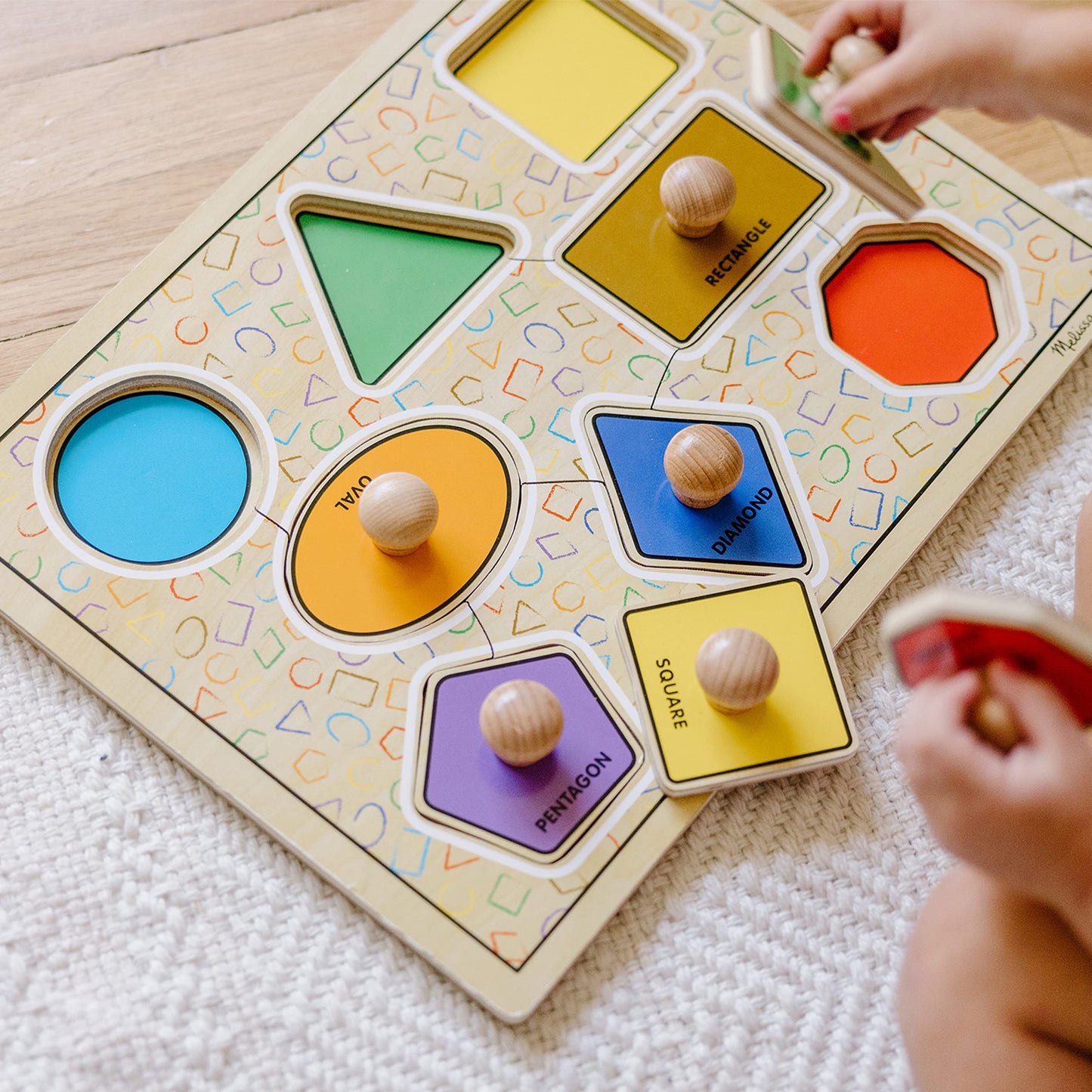 Melissa & Doug Geometric Shapes Lg Peg Puzzle Puzzles Wooden Toy 3+ Gift for Boy or Girl