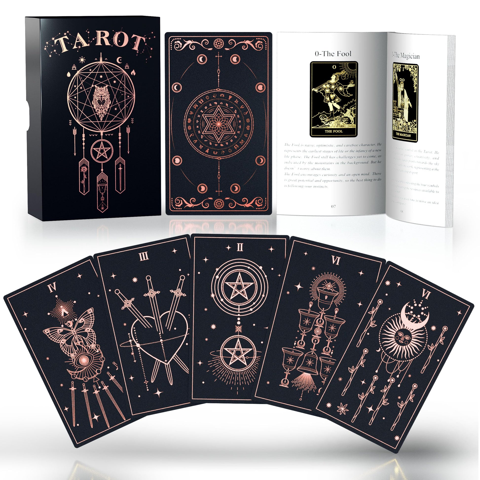 Acelion Original Plastic Tarot Card Set With Guide, Waterproof Tarot Cards,78 Pieces Of Tarot Cards With Gold Foil On The Surfac