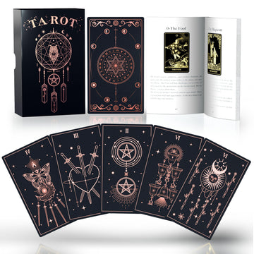 Acelion Original Plastic Tarot Card Set With Guide, Waterproof Tarot Cards,78 Pieces Of Tarot Cards With Gold Foil On The Surfac