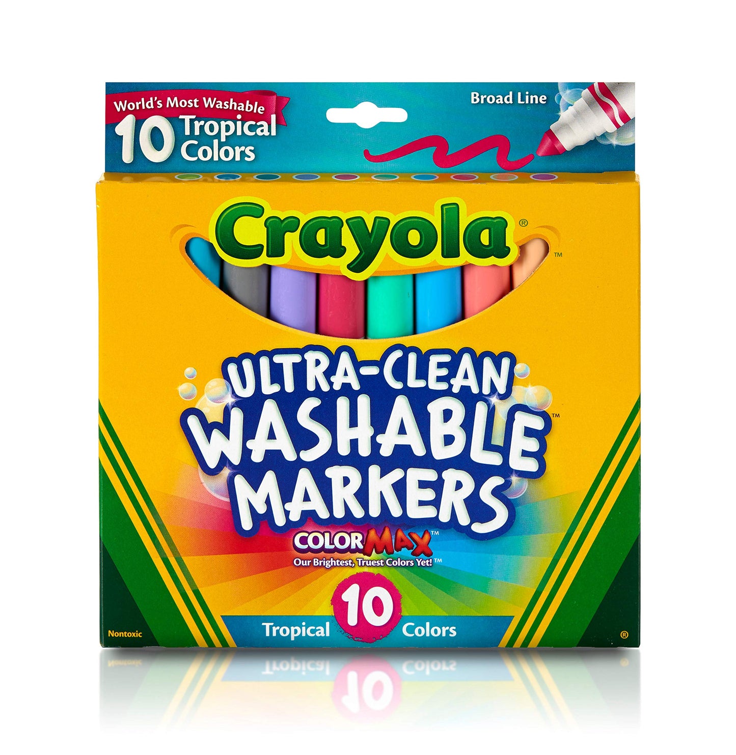 Crayola Ultra Clean Washable Markers, Tropical, Gift for Kids, 10Count