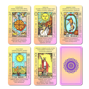 Juju'S Vibes Learning Tarot Cards For Beginners With Meanings On Them, Cute Sunset Tarot Cards Set Unique, With Keywords, Beauti