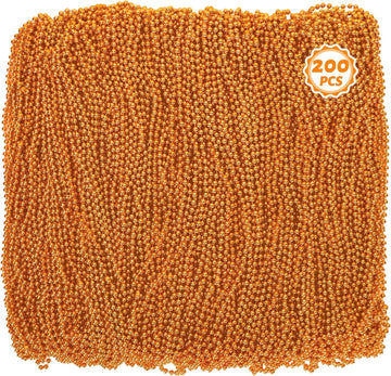Beaded Necklace, 200 PCS 33'' Orange Mardi Gras Beads, Mardi Gras Accessories, Costume Bead Necklace Bulk, Party Parade Beads fo