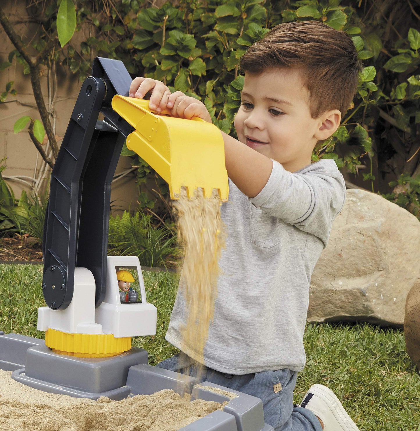 Little Tikes Dirt Diggers Excavator Sandbox, 28.5"L x 51"W x 25"H, Plastic, Multicolor, Model 657085M, Includes Lid & Play Sand Accessories