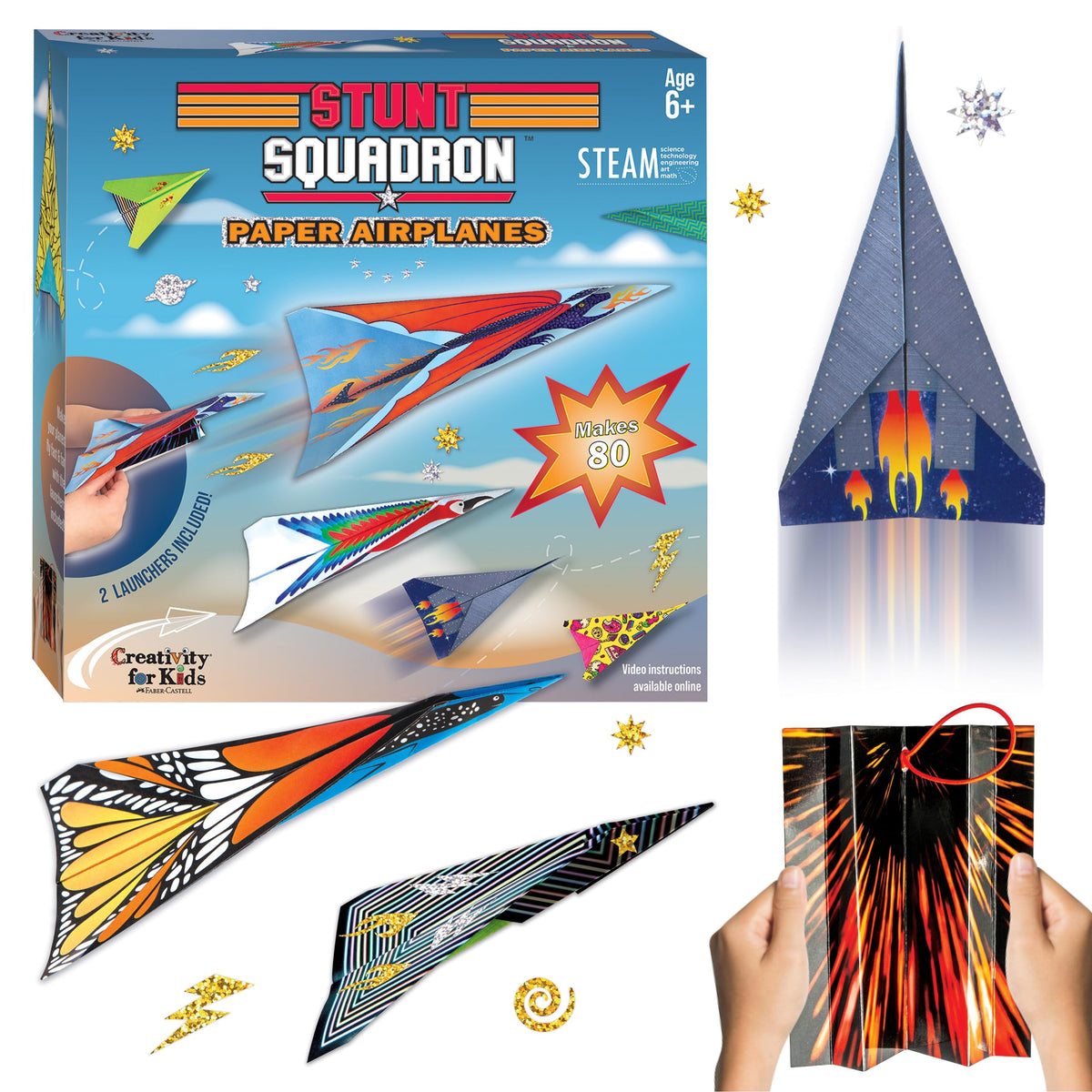 Creativity for Kids Stunt Squadron Fold & Launch Paper Airplanes: Create 80 Paper Airplanes, STEM Science Kit for Kids, Paper Ai