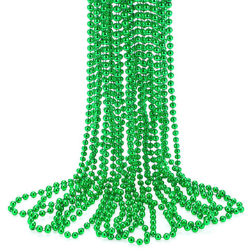 Joyin 12 Pcs Mardi Gras Beads Necklace, Green Bead Necklace Metallic Colors Necklaces Set For Mardi Gras Party Favors Supplies,