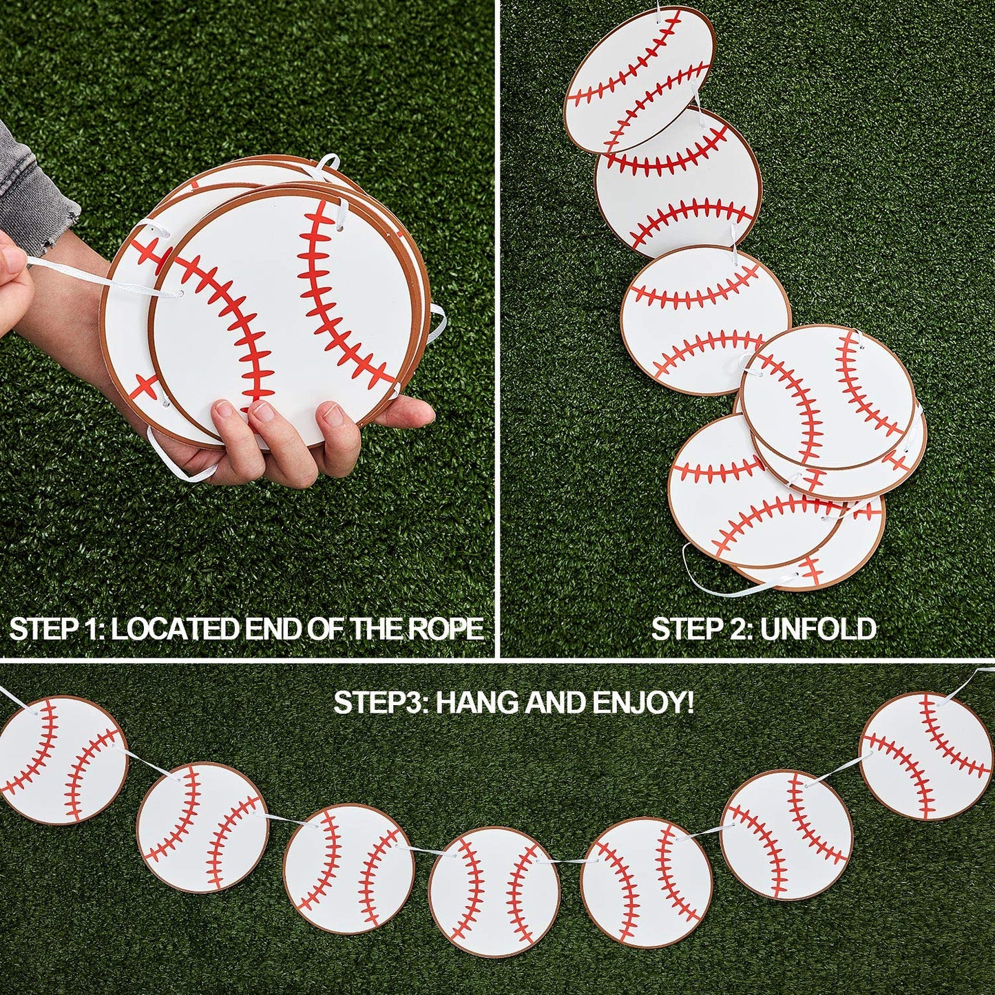 Boao 4 Pieces Baseball Banner Paper Garland Baseball Party Decorations Bunting Decor Sports Birthday Baby Shower Party Supplies