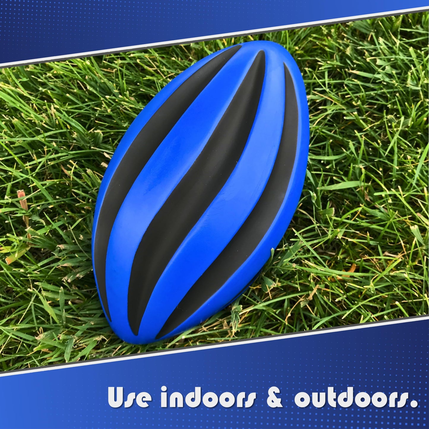 LMC Products Spiral Foam Football - Soft Foam Football for Kids - Each Quality Kids Football is 9 Inches - mature-themed & Toddler Football Youth - Small Football (Blue & Black)