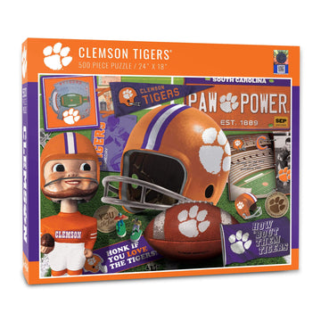Youthefan Ncaa Clemson Tigers Retro Series Puzzle, Team Colors , 18 X 24