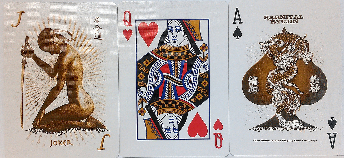 Karnival Bicycle Ryujin Deck Playing Cards 2nd Edition - Yellow, Plastic-coated Paper
