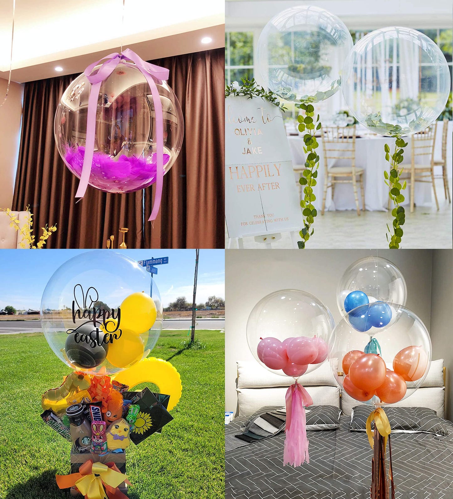 36 Inch Bobo Balloons Bubble Balloons, 4 Pcs Clear Bobo Balloon, Large Transparent Bubble Balloon For Christmas Wedding Birthday