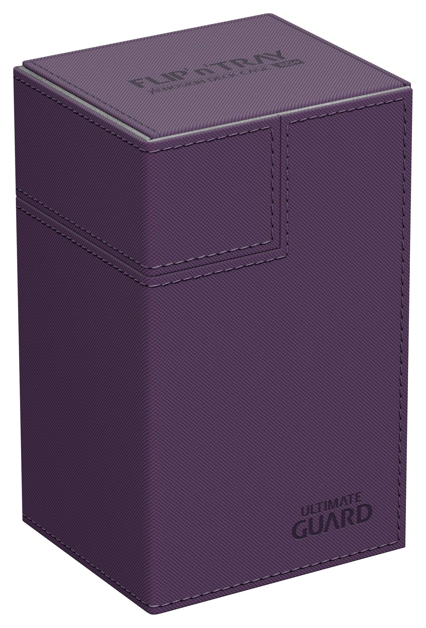 Ultimate Guard Flip 'N' Tray 80+, Deck Case For 80 Double-Sleeved Tcg Cards + Dice Tray, Purple/Grey, Independent Magnetic Closure & Microfiber Lining
