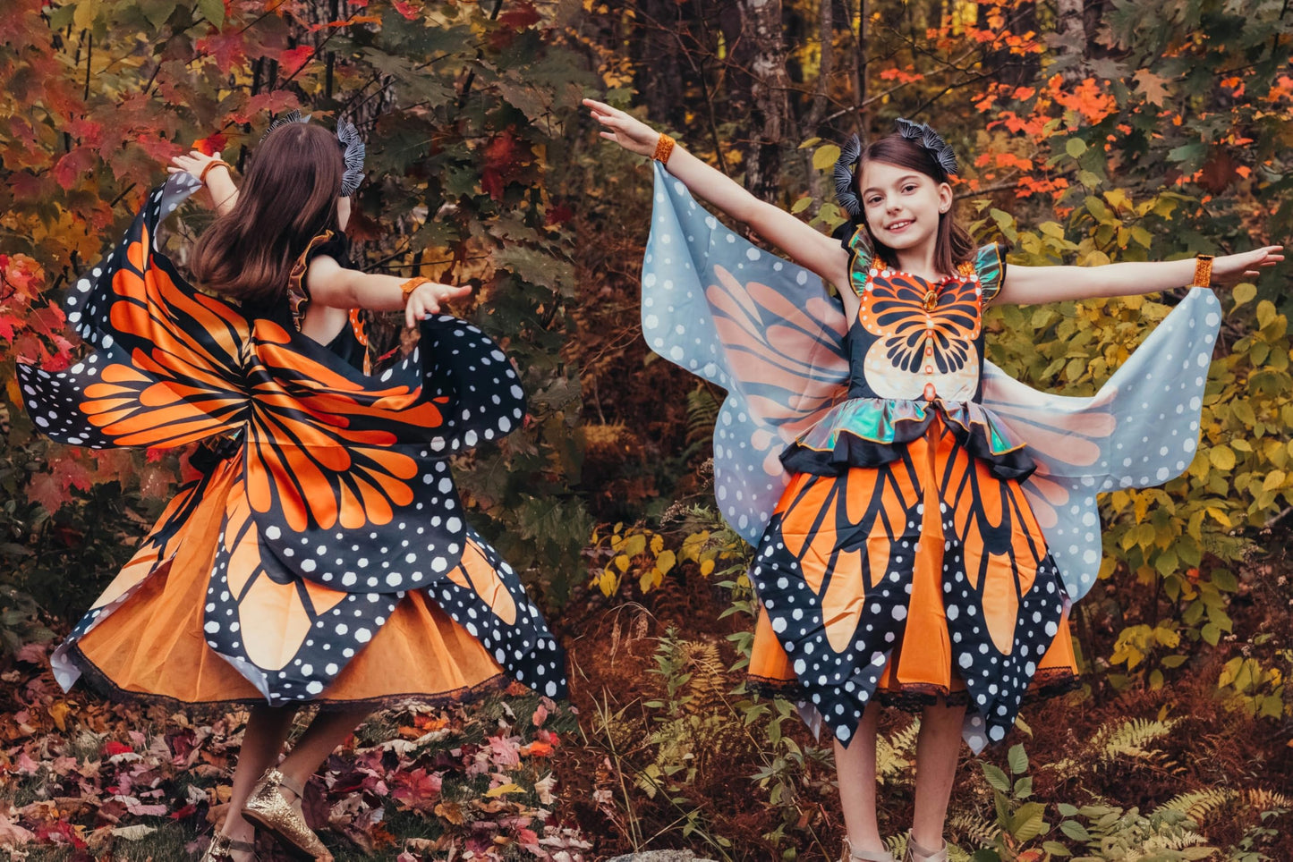 ReliBeauty Butterfly Costume for Girls Monarch Dress up Kids Toddler with Wings & Headband Halloween  140