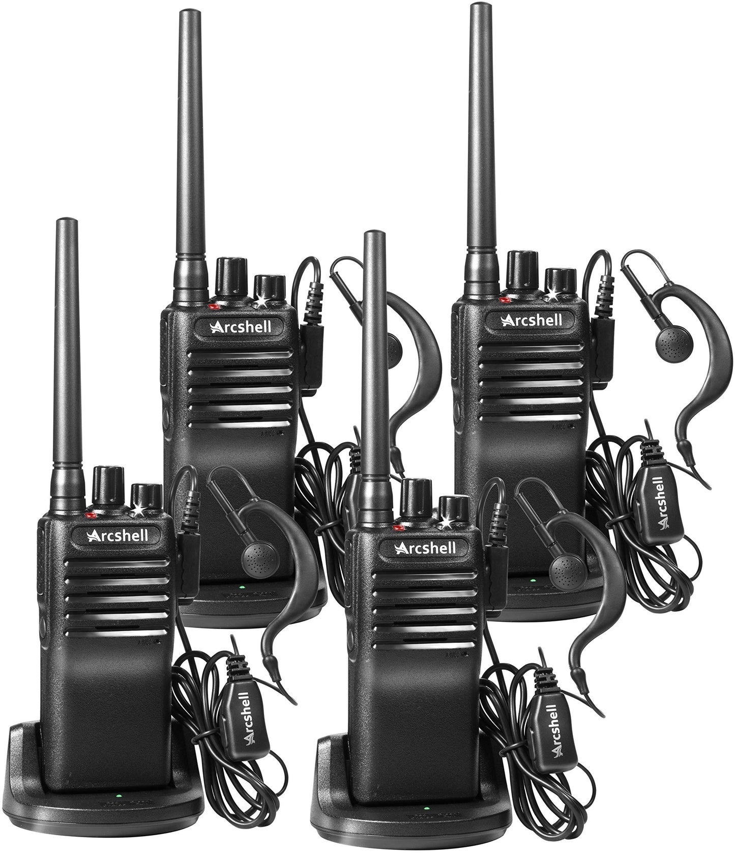 Arcshell Rechargeable Long Range Two-Way Radios With Earpiece 4 Pack Arcshell Ar-7 Walkie Talkies Li-Ion Battery And Charger Included