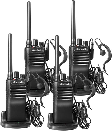 Arcshell Rechargeable Long Range Two-Way Radios With Earpiece 4 Pack Arcshell Ar-7 Walkie Talkies Li-Ion Battery And Charger Included
