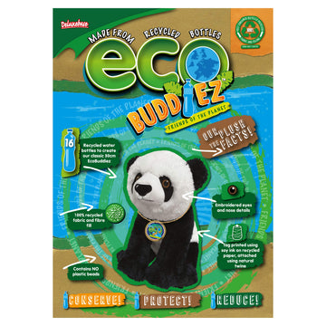 Ecobuddiez - Panda From Deluxebase. 12 Inch Panda Plush Toy. Eco Friendly Child Safe Panda Stuffed Animal Made From Recycled Plastic Bottles.
