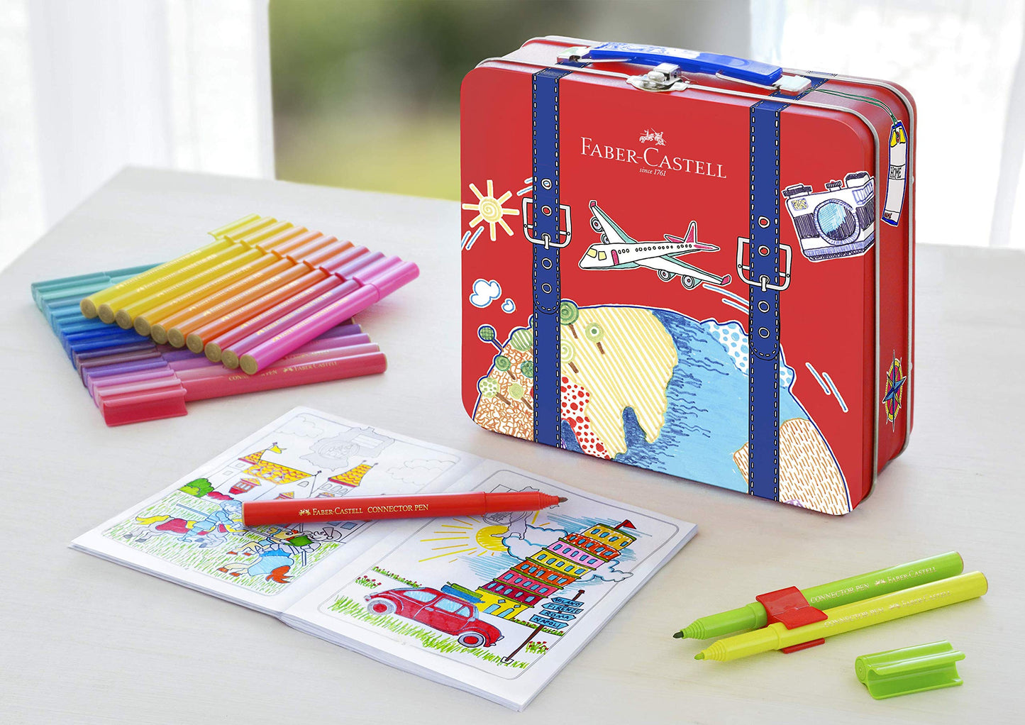 Faber-Castell 40 Connector Felt-tip Pens in Suitcase Gift Tin