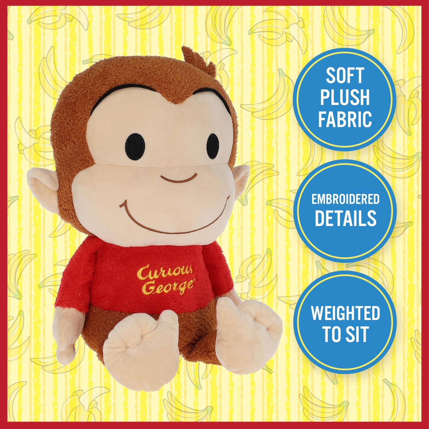 KIDS PREFERRED Curious George Cuteeze Stuffed Animal Plush Toy Monkey - Cute Cuddle Plushie Gift for Baby and Toddler Boys and G