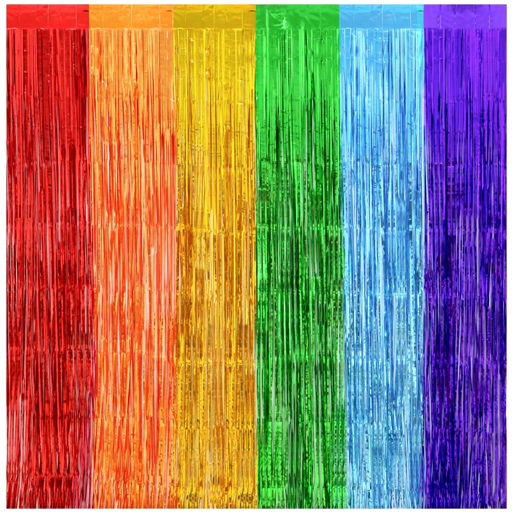 Rainbow Birthday Party Decorations, Rainbow Streamers Tinsel Foil Fringe Curtains - Thicken 2 Pack 3.2 x 8.2 FT - Photo Booth Pr