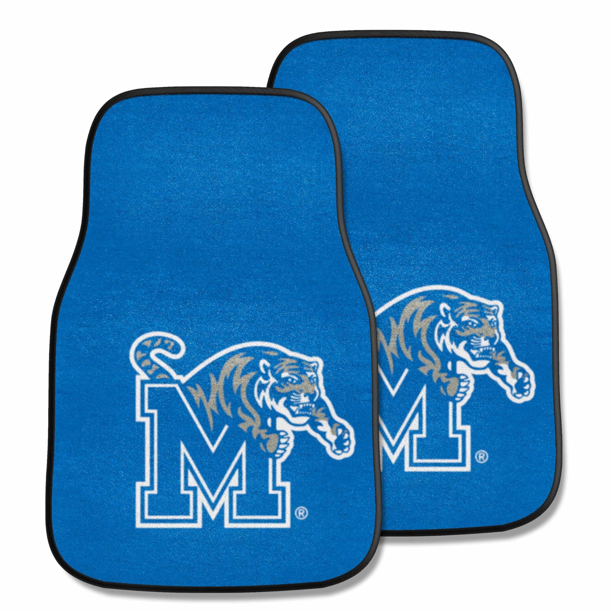 FANMATS 5455 Memphis Tigers Front 2-Piece Team Logo Carpet Car Mat Set, Front Row Automotive Floor Mats, Non-Slip Backing, Team 