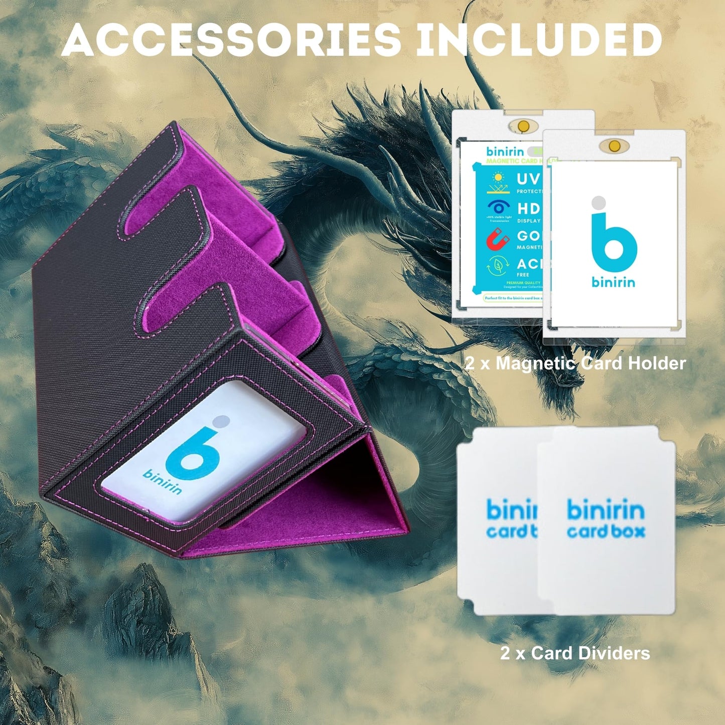 Binirin Mtg Deck Box 280+ Card Storage Case, Durable Commander Deck Protector | Reinforced Shell | Portable Gaming Accessories O