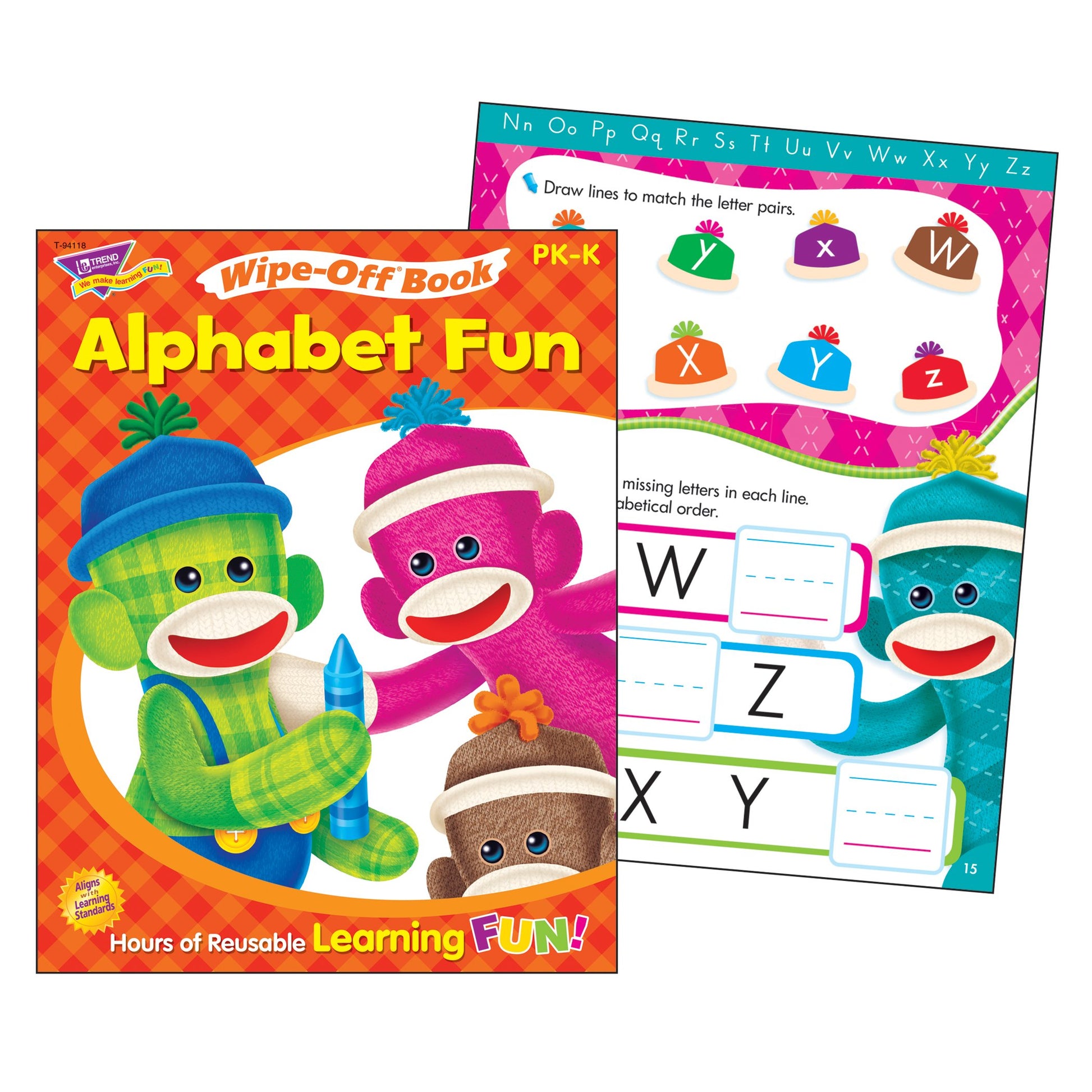 Trend Enterprises Alphabet Fun Sock Monkeys Wipe-Off Book