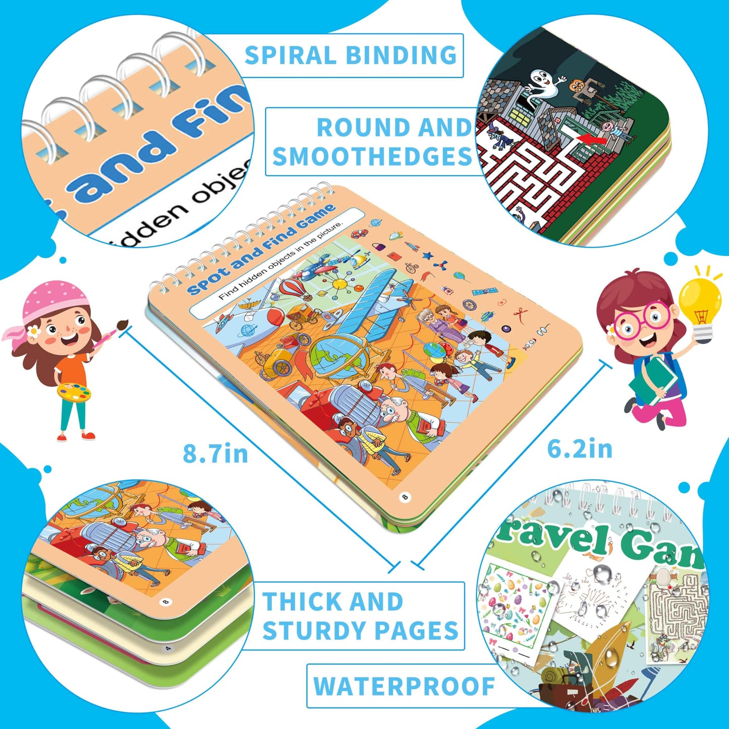 Elfew 2 Pack Reusable Activity Game For Kids Ages 4-8, 8-12,Travel Games Include 56 Different Game,1-2 Players,Toy & Learning To