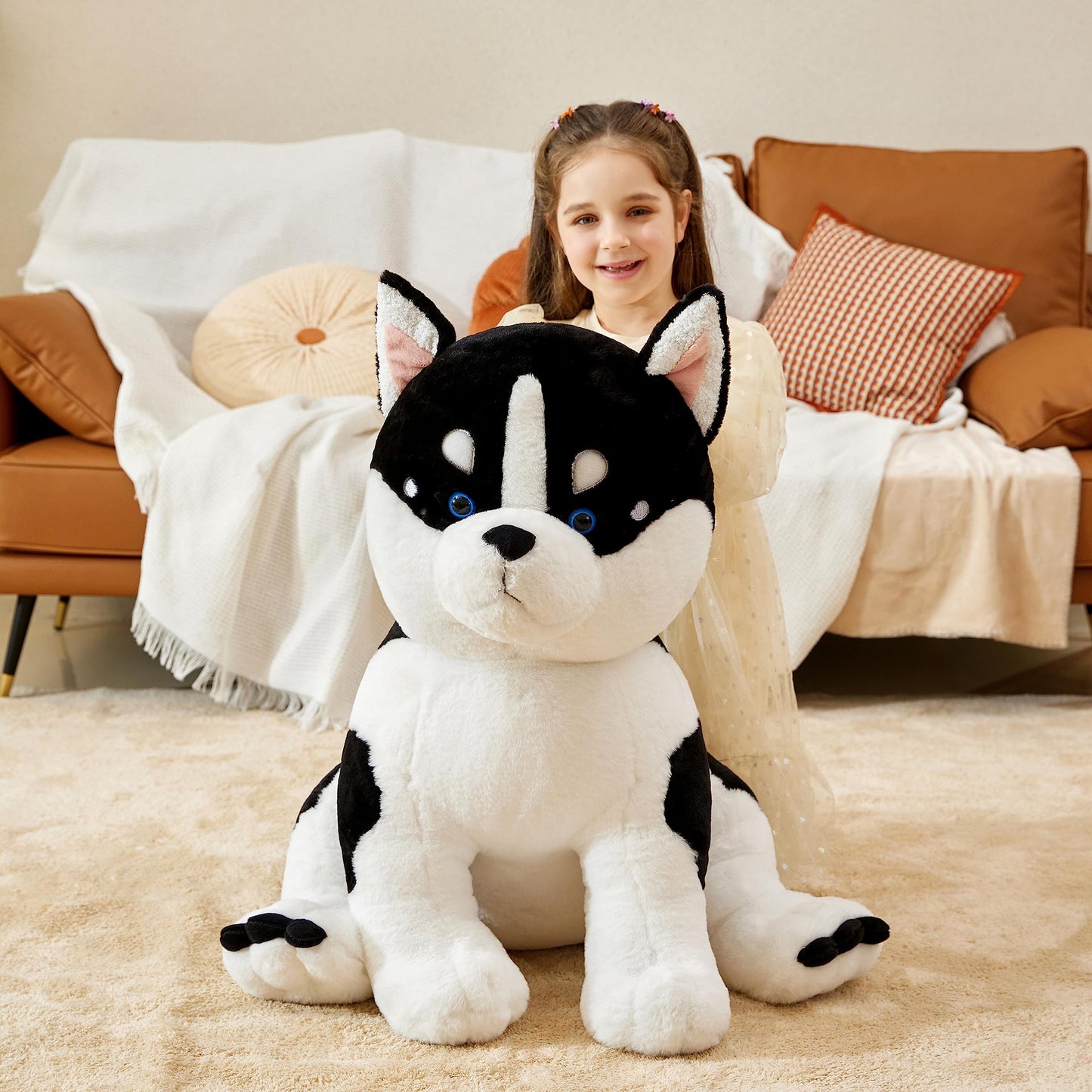 IKASA Giant Husky Stuffed Animal Plush Toy, 23" Fluffy Polyester Plush, Cute Gifts for Kids, Model 6636670