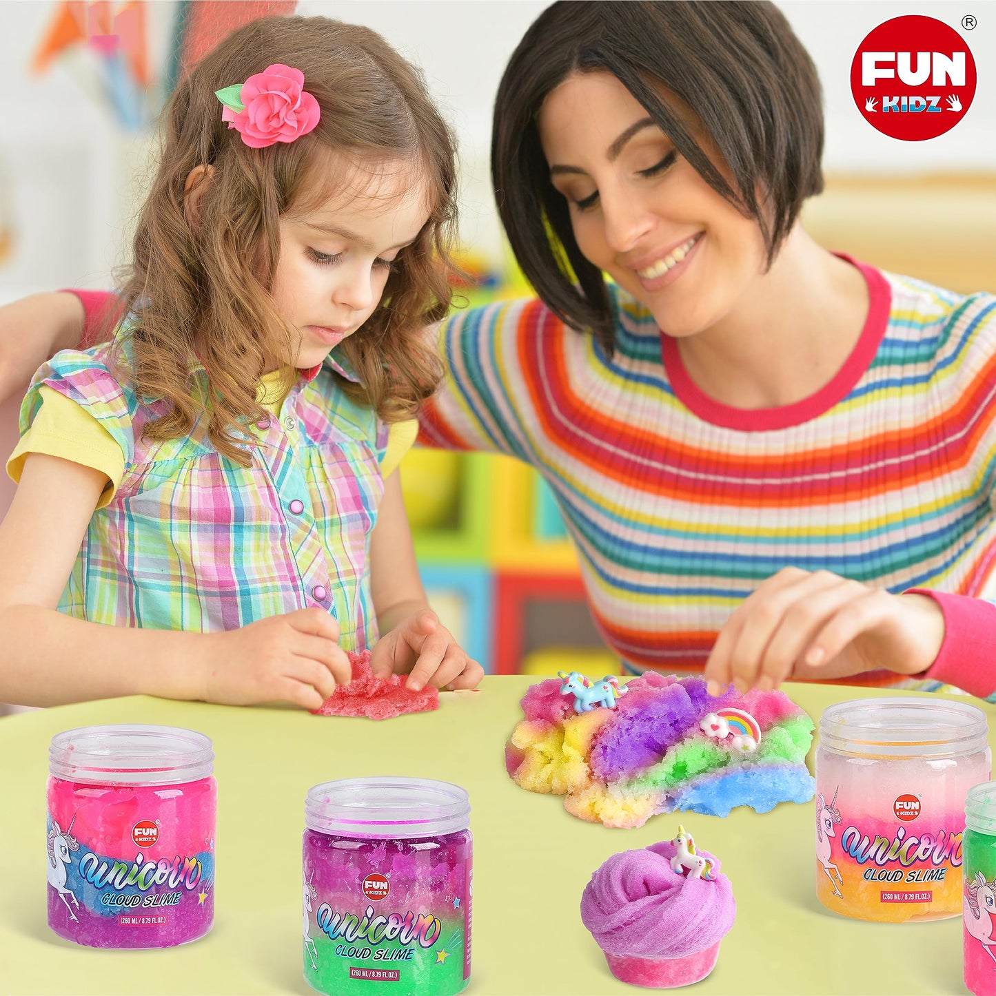 35.16 Fl Oz Cloud Unicorn Slime For Girls 6-8, Funkidz 1040 Ml Rainbow Premade Slime Toy Pack Birthday Party Gifts For Kids