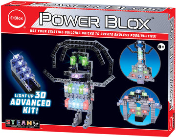 E-Blox Power Blox Builder - Advanced Kit 3D Led Light-Up Building Blocks Toys Set For Kids Ages 8+