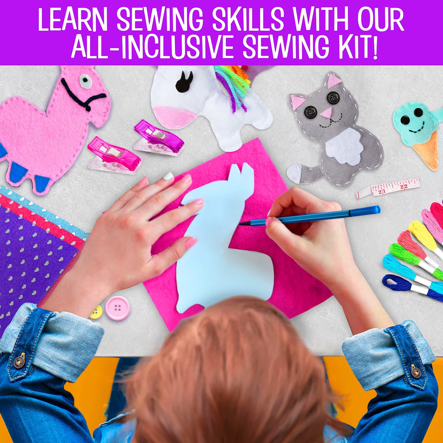 Creative Kids Felt Sewing Kit - DIY Craft for 15+ Characters - Multicolor - Model 60402 - Fun for Kids 8+