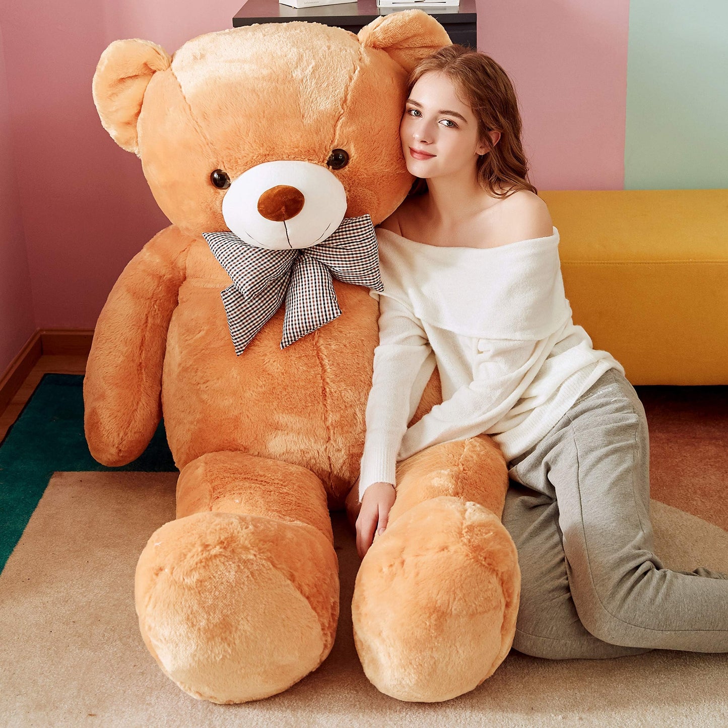 Ikasa Giant Teddy Bear Plush Toy Stuffed Animals (Brown, 59 Inches)