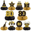 Gexolenu 10 Pcs 80Th Birthday Honeycomb Centerpieces Gold Black Cheers To 80 Years Birthday Centerpieces Tables Toppers For 80Th