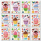 24 Sheets Cupcakes Stickers For Kids Treats And Sweets Sticker Sheets Make A Face Stickers For Birthday Party Mix And Match Dessert Cookies Stickers Party Favors