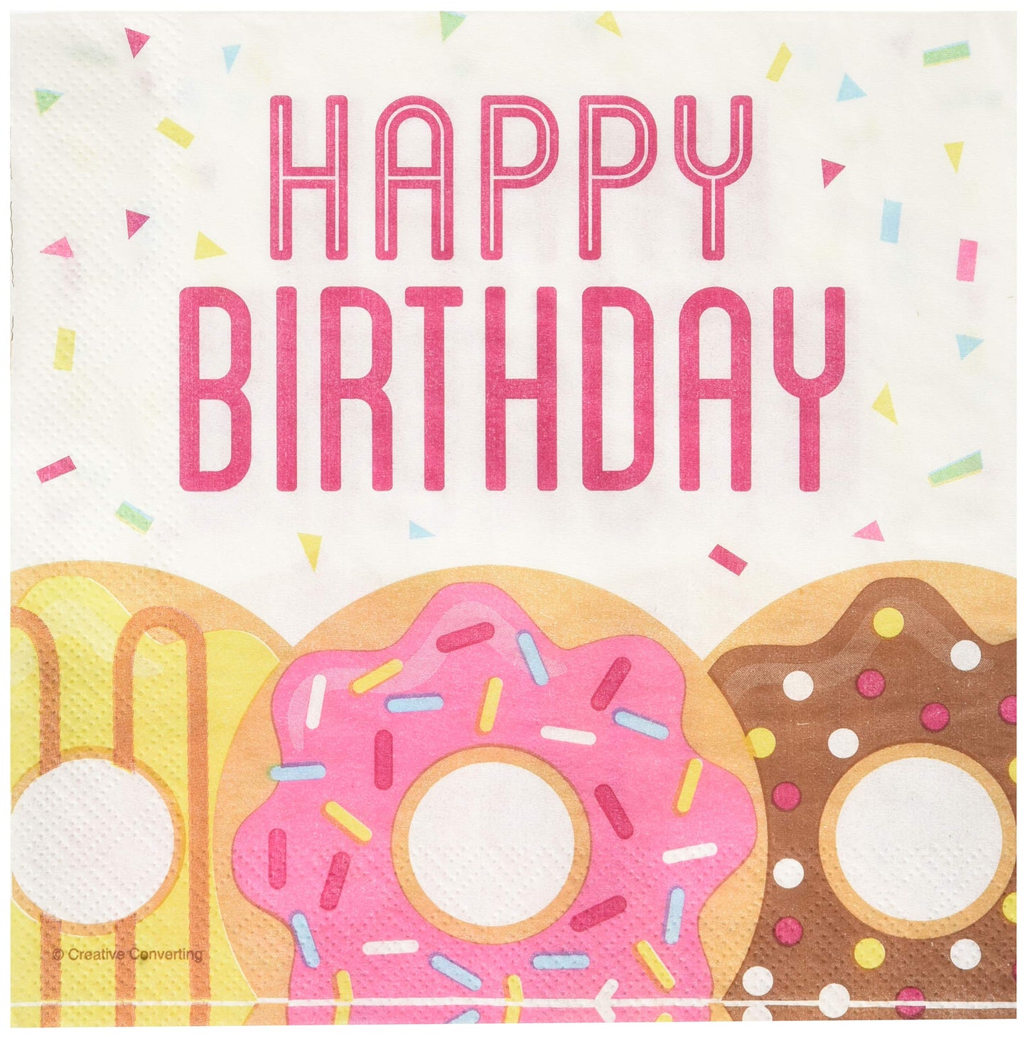 Creative Converting Donut Happy Birthday Lunch Napkins Party Supplies, Multicolor ,5