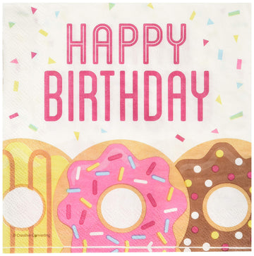 Creative Converting Donut Happy Birthday Lunch Napkins Party Supplies, Multicolor ,5