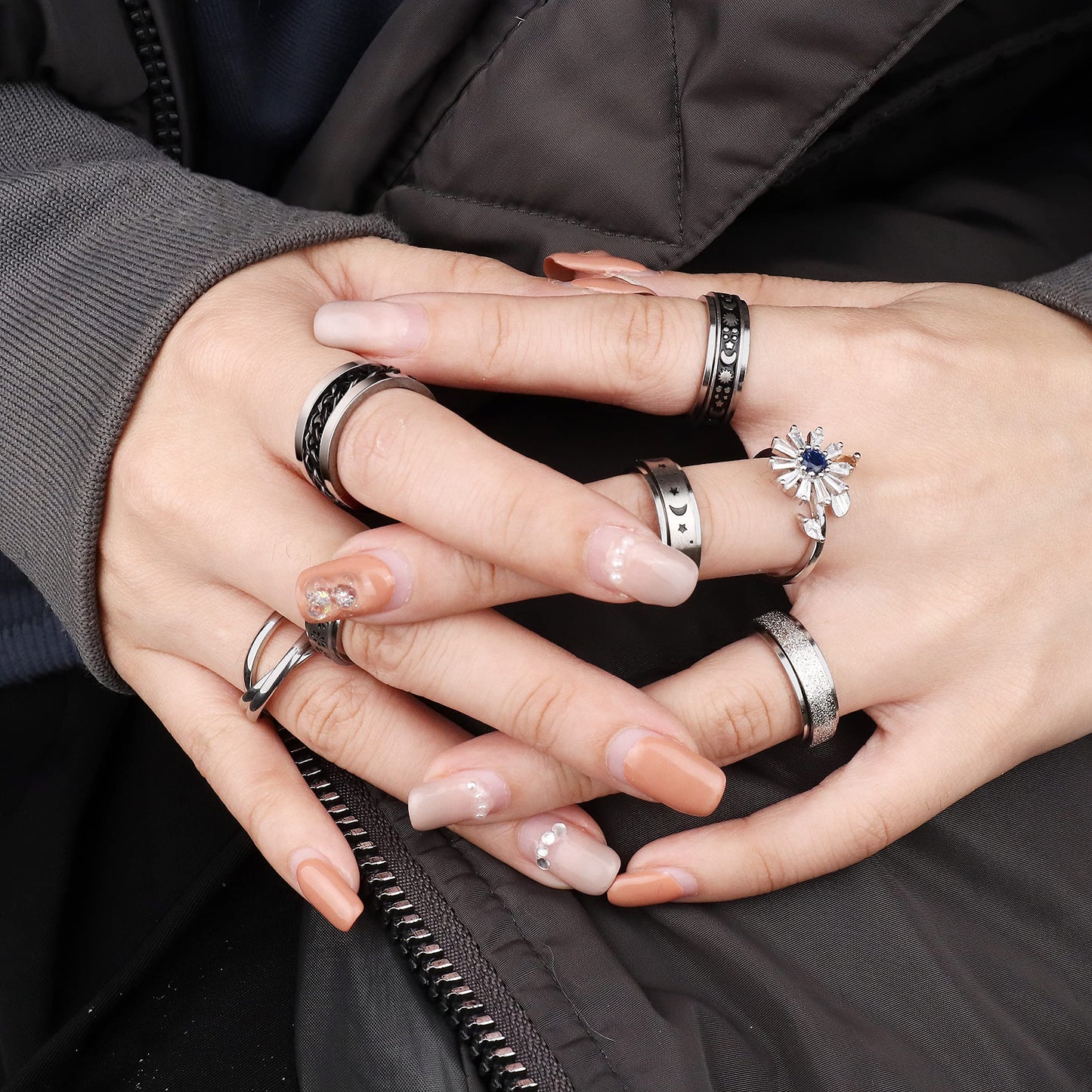 Fasacco Anxiety Ring For Women Fidget Rings For Anxiety Spinner Ring Figit Spinning Ring Anti Anxiety Ring For Women Men Size 10