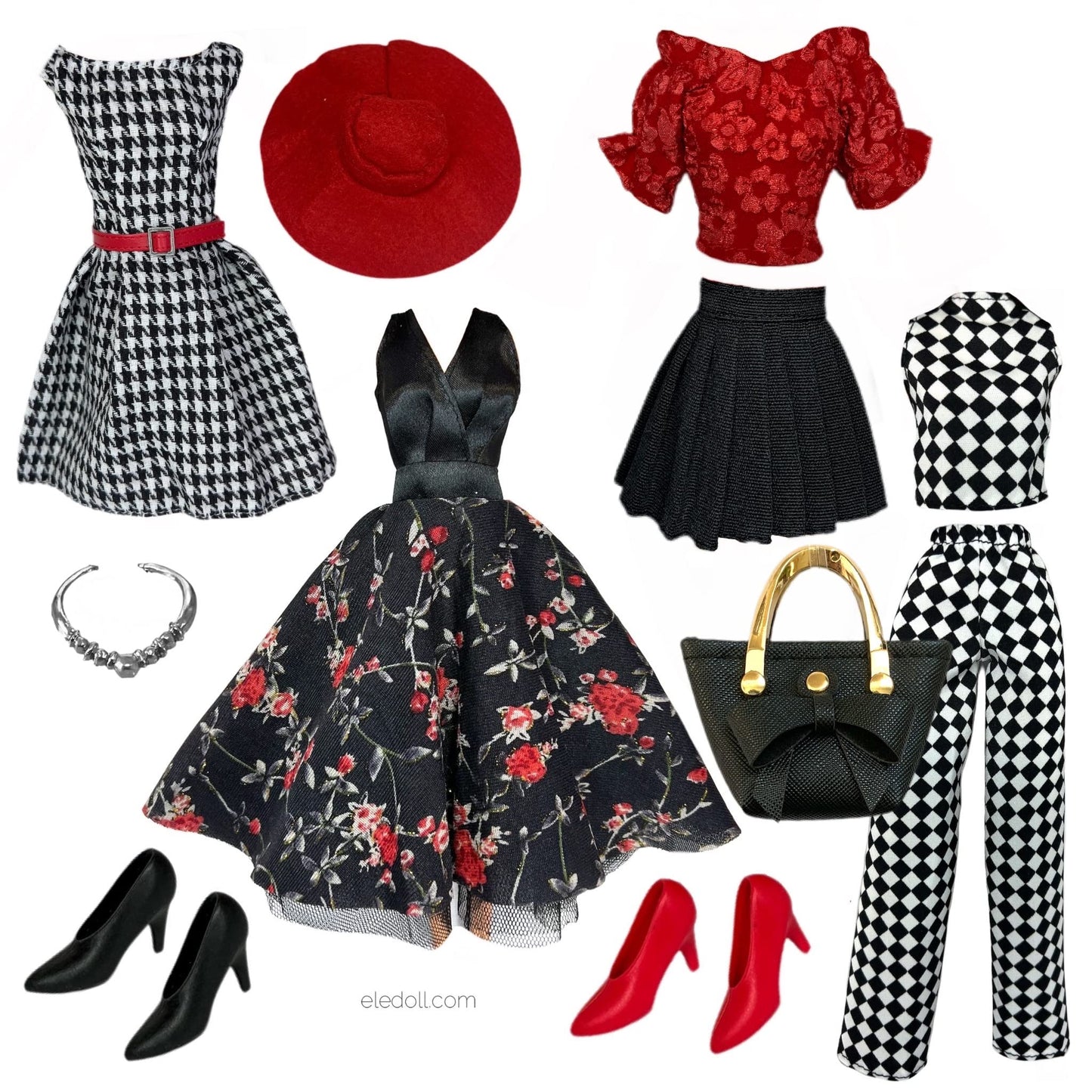 Eledoll Clothes Deluxe Fashion Pack Tea Time Black & Red Classic Set For 11.5    Doll #4