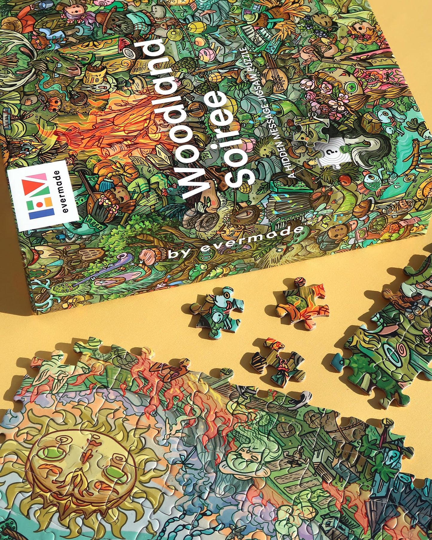 Woodland Soiree By Evermade - A Hidden Message Mystery Jigsaw Puzzle - 1000 Pieces, Beautifully Detailed 20'' X 28'' Frameable Art