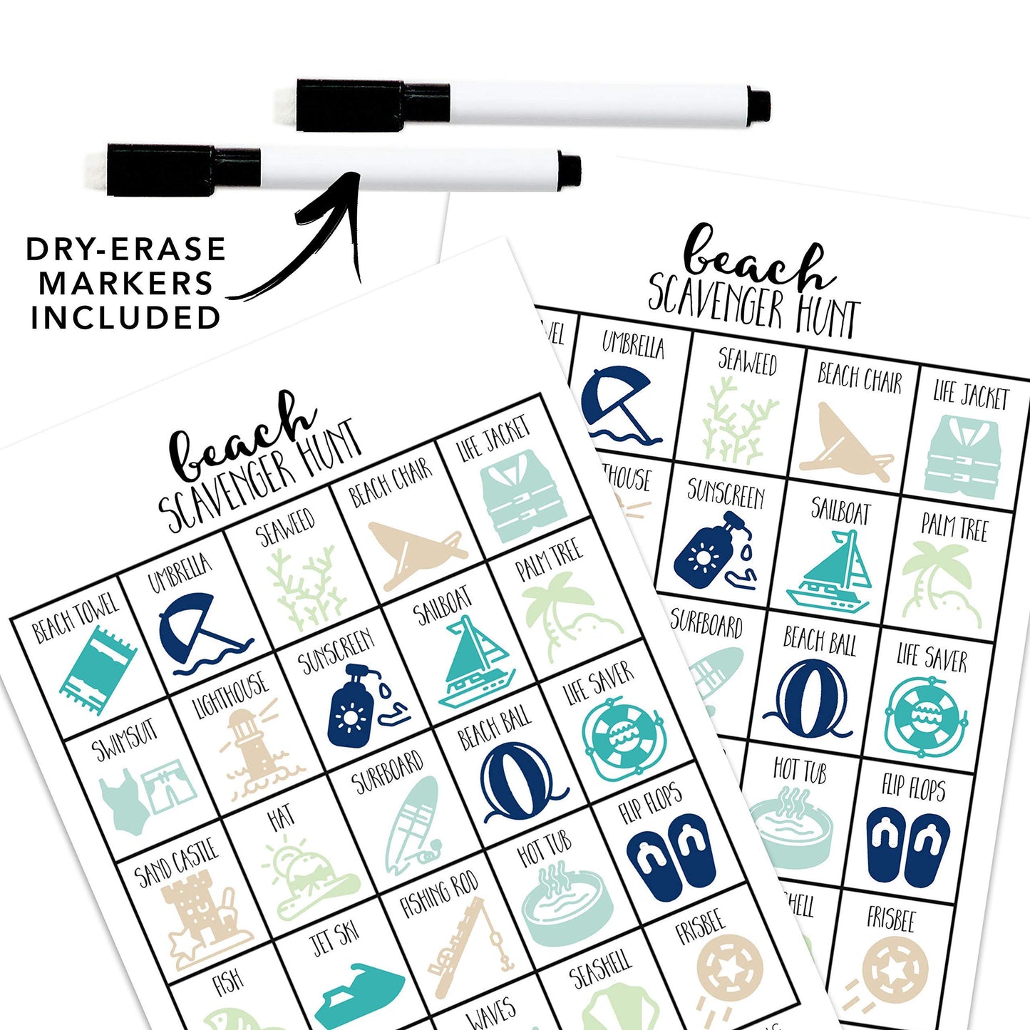 Craftivity Designs Beach Scavenger Hunt Games For Kids, Outdoor Or Indoor, Birthday Party, Road Trip, Travel Activities, Include