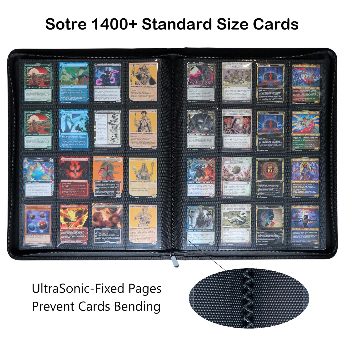 Rayvol enhanced 16-Pocket Card Binder - Fits 1408 Trading Cards  Side Loading Ringless Card Collection Album for TCG