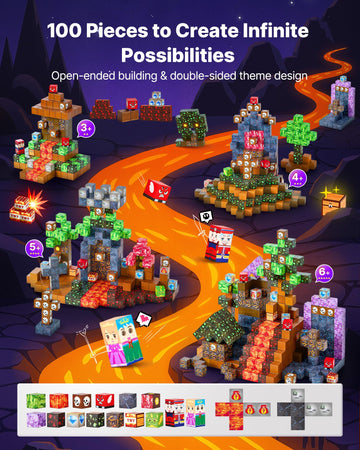 VEVOR Magnetic Blocks, 100 PCS Dark Castle Set, Magnetic Building Cubes for Kids, STEM Montessori Sensory Toys for Christmas Bir