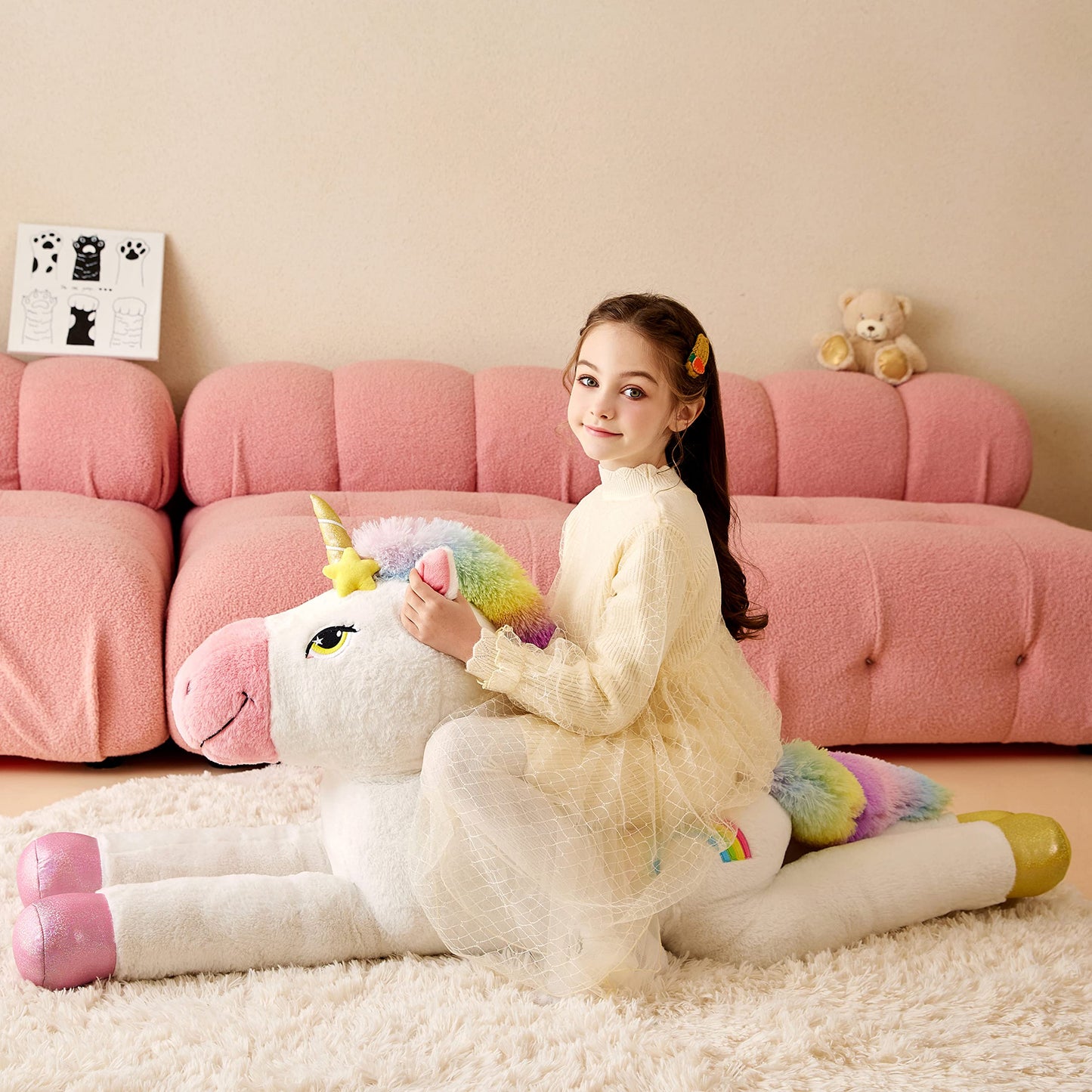 Tumyay Giant Unicorn Stuffed Animal Plush Soft Toy,51'' Large Jumbo Cute Big Size Huge Fluffy Plushie,Birthday Gifts For Kids