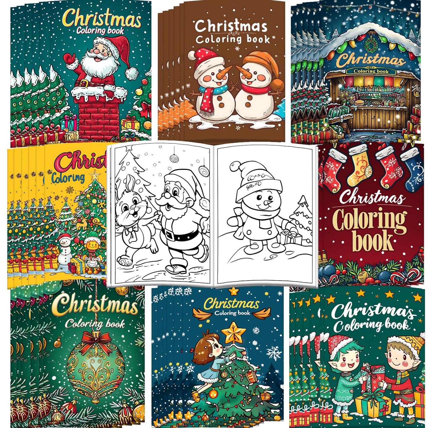 Enxhz 48 Pack Christmas Coloring Books for Kids Girls Boys, Bulk Coloring Books Xmas Holiday Party Favors Gifts, Xmas Stockings 